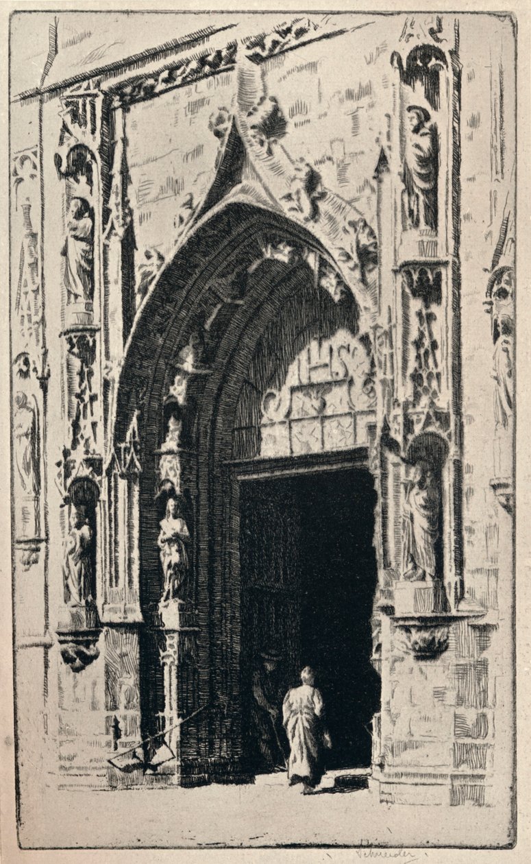 "St Nicholas-des-Champsin kirkon sisäänkäynti", 1915 tekijältä Otto J Schneider