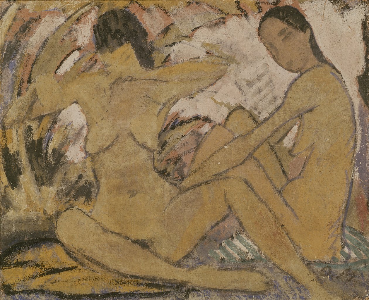 Kaksi naista istuu, n. 1914 (katso versio 274026) tekijältä Otto Mueller