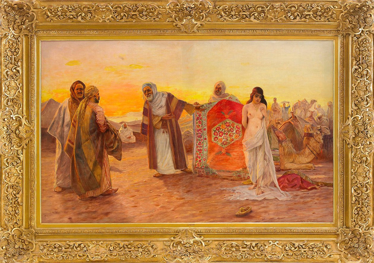 Le marche aux esclaves - Orjamarkkinat - Otto Pilnyn (1866-1936) maalaus, Öljy kankaalle (82x120 cm) - Yksityiskokoelma tekijältä Otto Pilny
