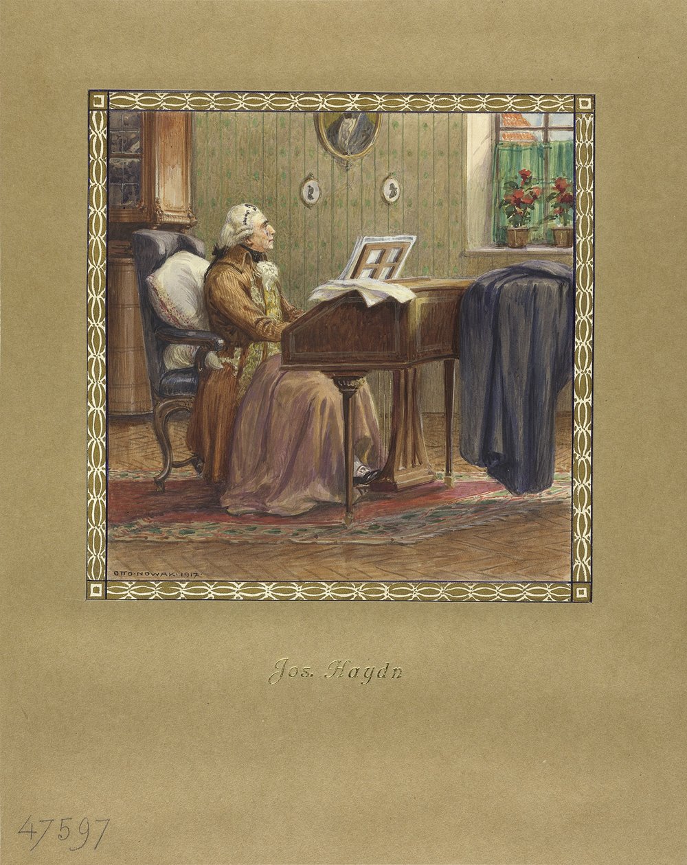 Joseph Haydn flyygelin ääressä, 1917 tekijältä Otto Robert Nowak