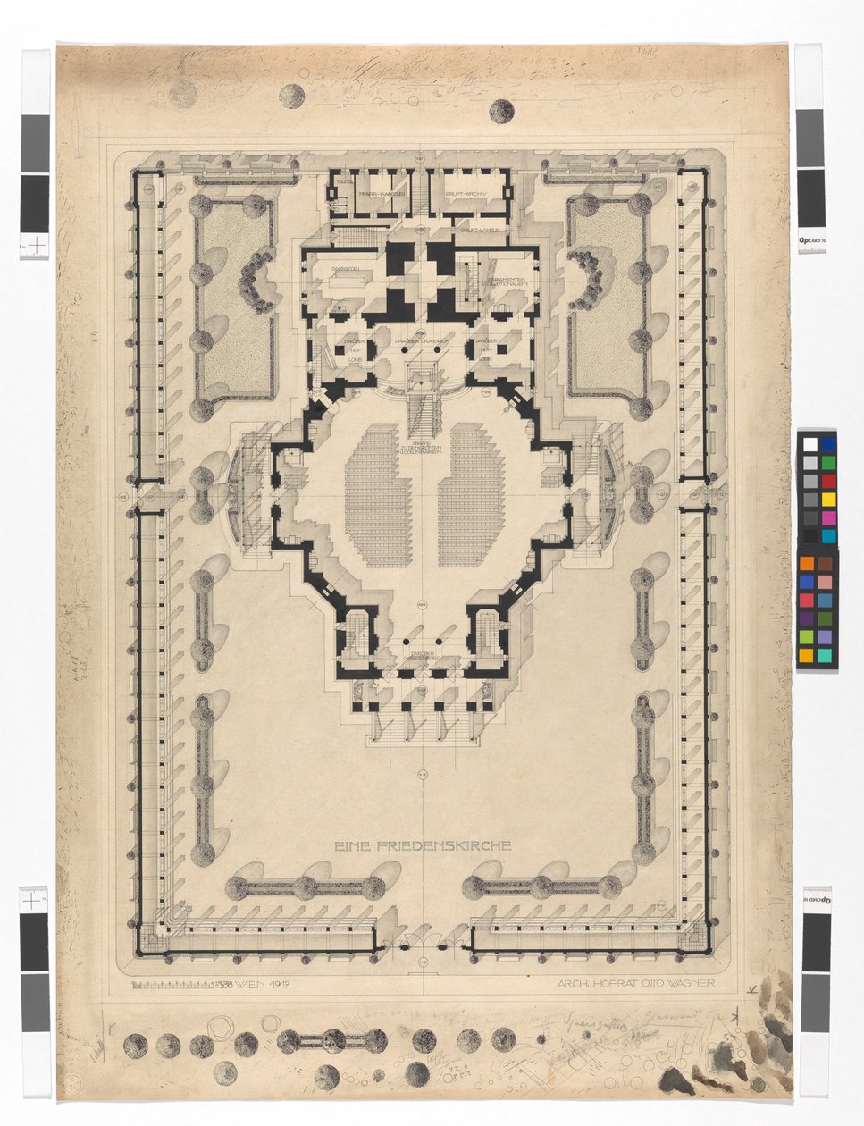 Rauhankirkko, pohjapiirros tekijältä Otto Wagner
