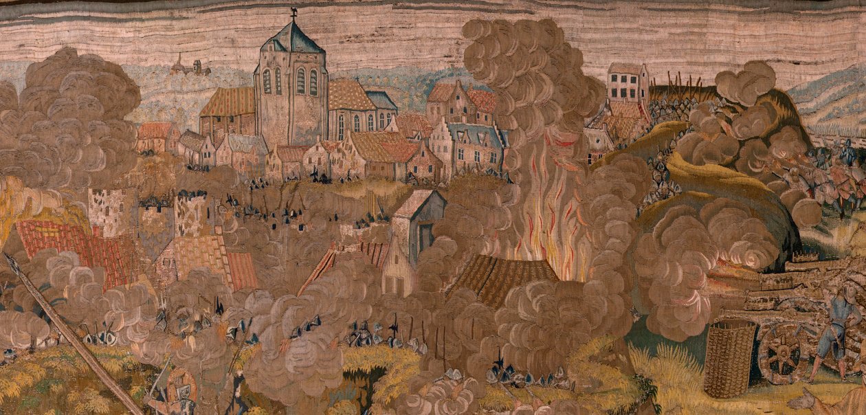 Flanderin kuvakudos. Sarja Arkkiherttua Albertin voitot ja taistelut. Yöhyökkäys Ardresiin tai Ardresin matalan kaupungin vangitseminen (Asalto nocturno de Ardrés o Toma de la baja villa de Ardrés). Sarjan kolmas kuvakudos. Mallina Otto van Veen ja Hans I  tekijältä Otto van Veen