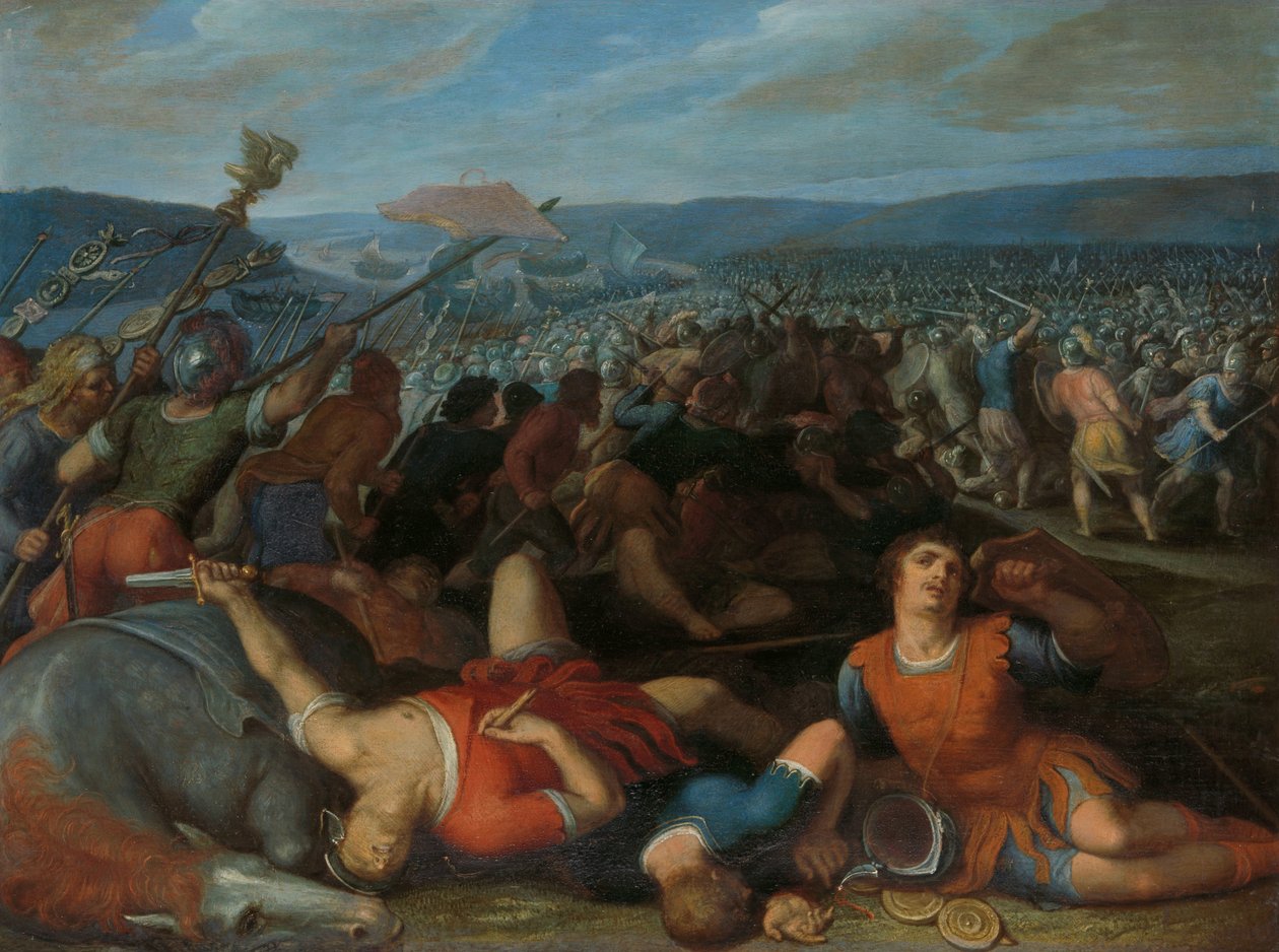Batavilaiset voittivat roomalaiset Reinillä Claudius Civilis voitti roomalaiset joukot lähellä Reiniä vuonna 69 jKr yksi kahdestatoista Batavian kapinasta roomalaisia vastaan tekijältä Otto van Veen