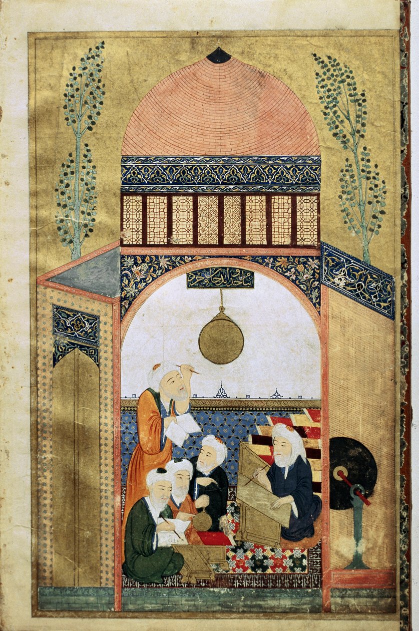 Luento tähtitiedestä, neljä tiedemiestä mestarinsa kanssa, n. 1418 tekijältä Ottoman School