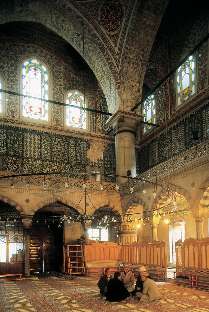 Arkkitehtuuri, ottomaanien taide: Mehmet Agan (1609-1616) rakentaman Sinisen moskeijan tai Sultanahmet Camiin sisätilat. Turkki Istanbul. tekijältä Ottoman School