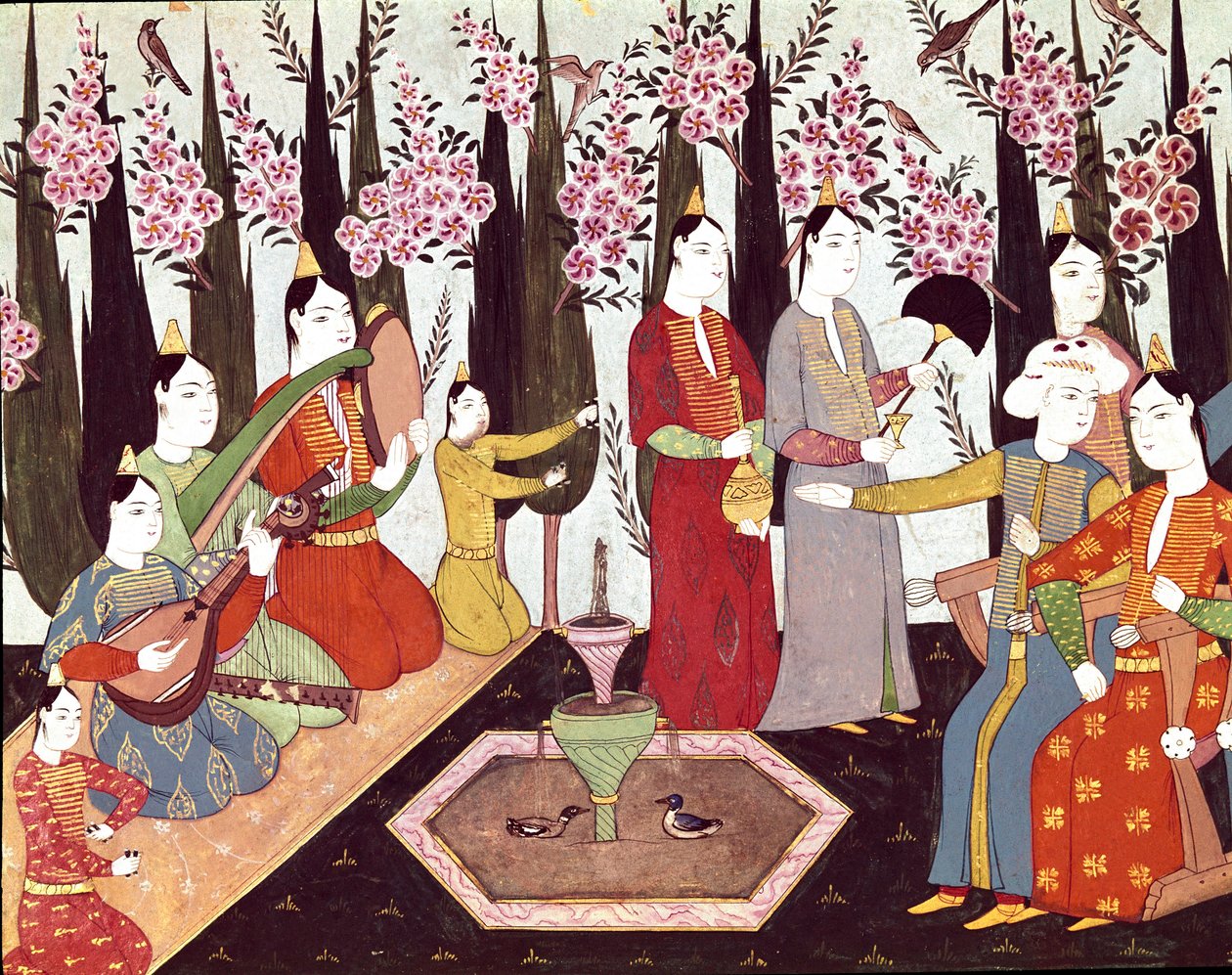 Juhlat järjestetään pienoishaaremissa sulttaani Ahmed I:n (1590-1617) albumista 1600-luvun Istanbul, Topkapi Sarayi -museon kirjasto tekijältä Ottoman School