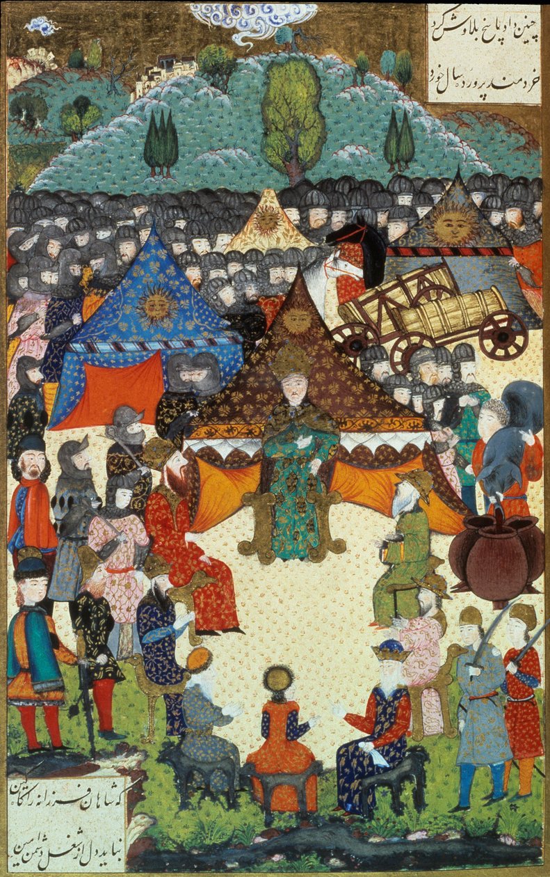 Ottomaanien valtakunta: edustus sulttaani Soliman (Suleyman) Sanoin upea (1520-1566) hänen hovissa. Miniatyyri otettu 