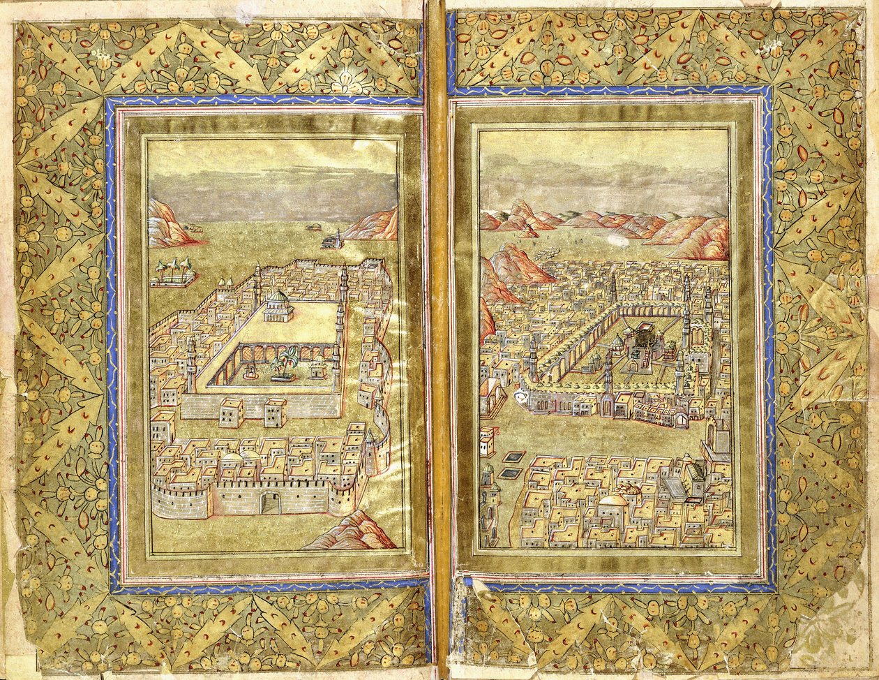 Näkymiä Mekasta ja Medinasta, n. 1794-1795 tekijältä Ottoman School