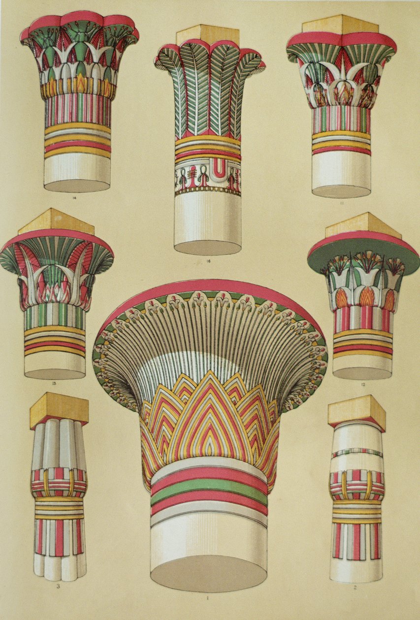 Egyptin pääkaupungit kirjasta Grammar of Ornament, 1868 tekijältä Owen Jones
