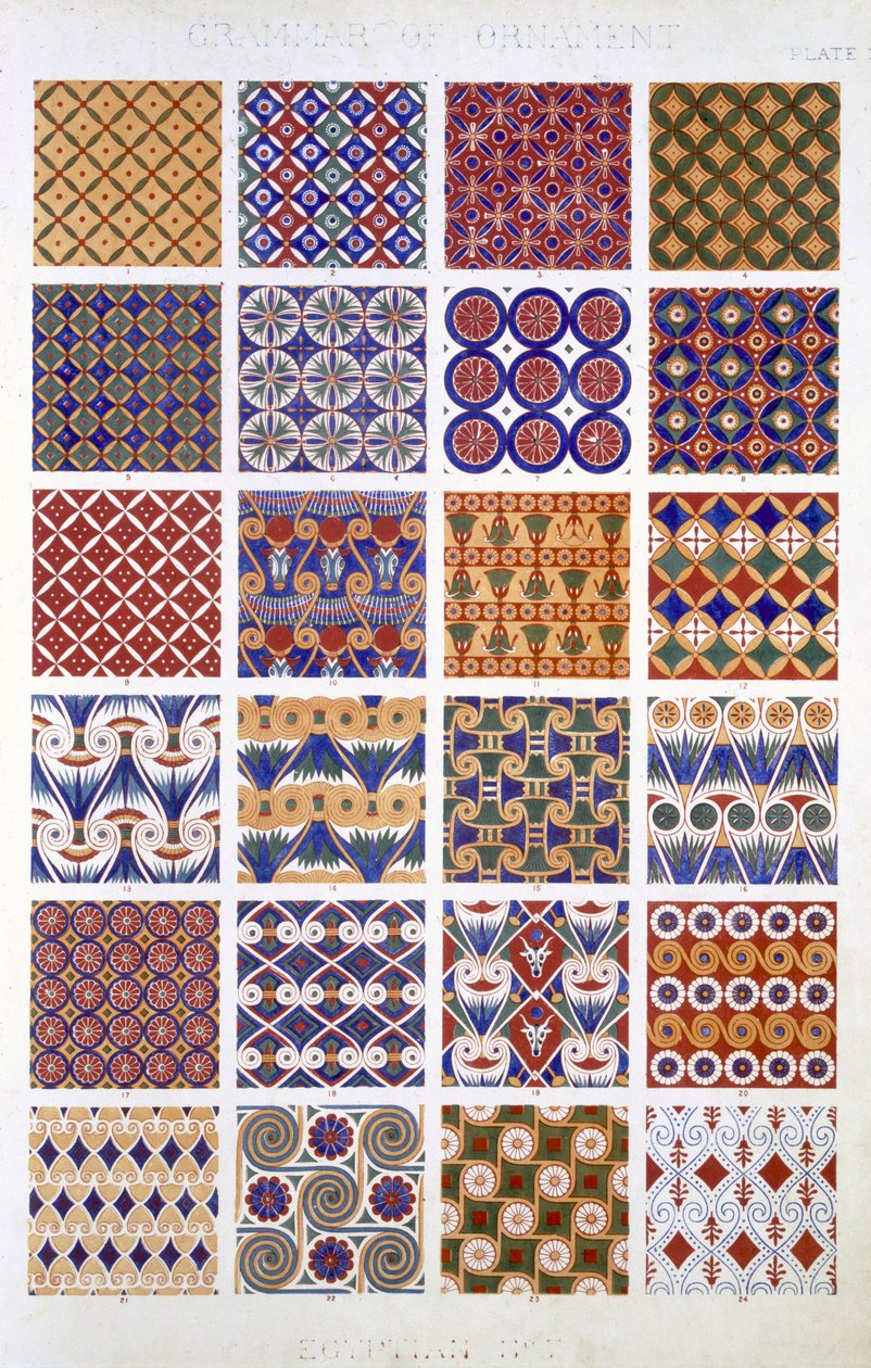 Egyptiläinen nro 5, levy X, Owen Jonesin (1809-60) teoksesta The Grammar of Ornament tekijältä Owen Jones
