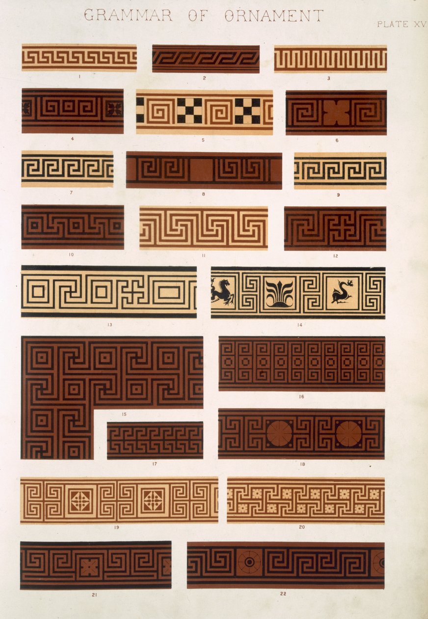 Kreikka nro 1, levy XV, Owen Jonesin (1809-68) teoksesta The Grammar of Ornament tekijältä Owen Jones