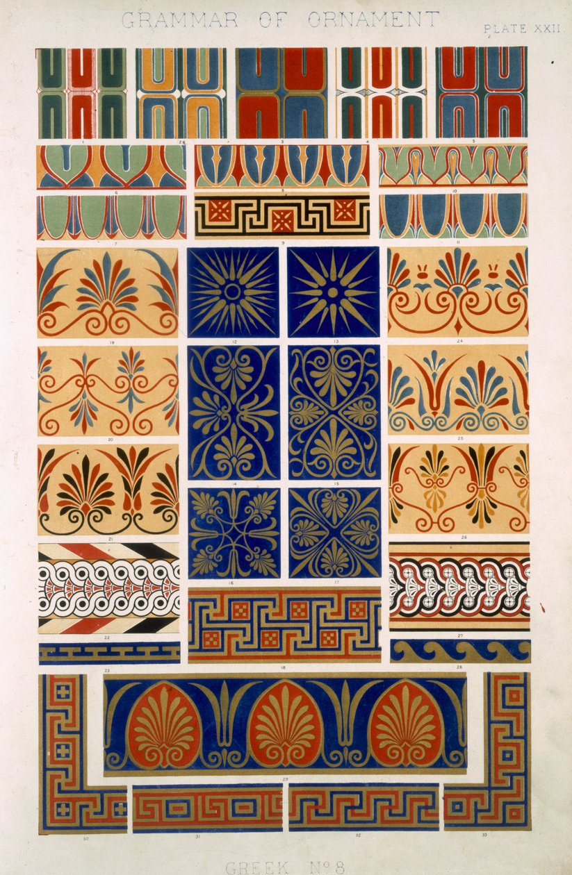 Kreikkalainen nro 8, levy XXII, Owen Jonesin (1809-1868) teoksesta "The Grammar of Ornament". tekijältä Owen Jones