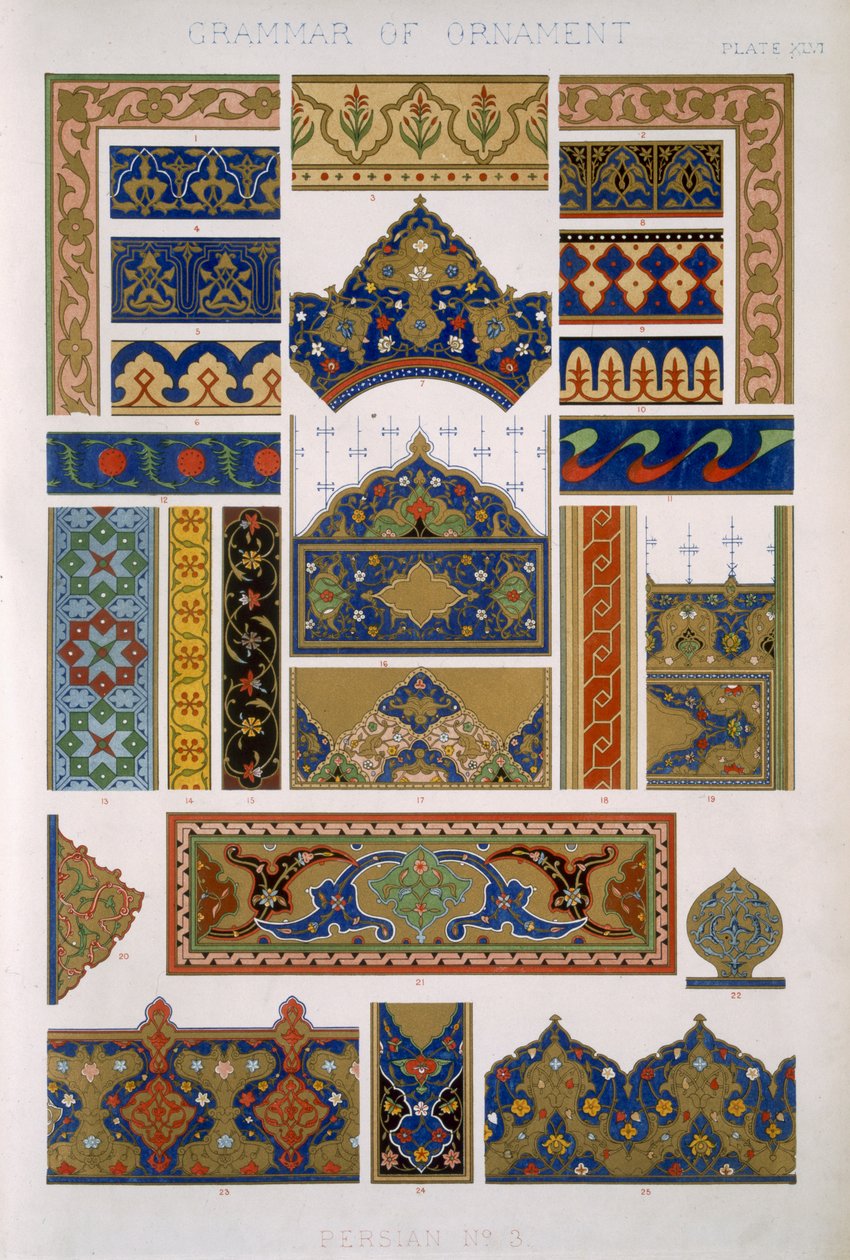 Persia nro 3, levy XLVI, Owen Jonesin (1809-68) teoksesta The Grammar of Ornament tekijältä Owen Jones