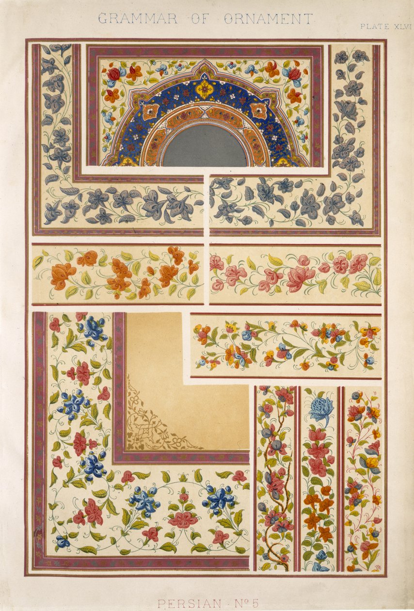 Persia nro 5, levy XLVII, Owen Jonesin (1809-68) "The Grammar of Ornament" -kirjasta tekijältä Owen Jones
