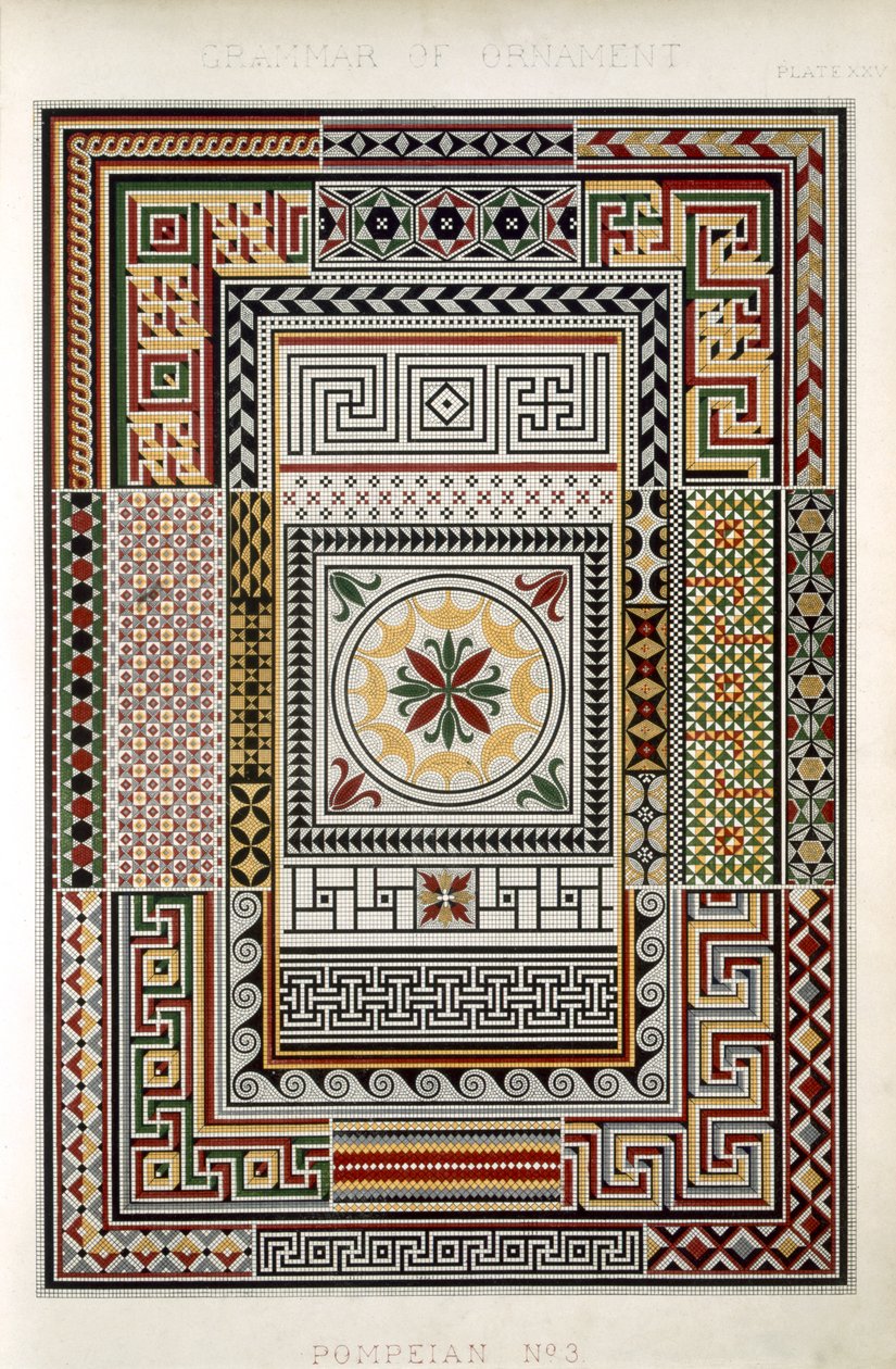 Pompeius nro 3, levy XXV, Owen Jonesin (1809-74) "The Grammar of Ornament" -kirjasta tekijältä Owen Jones