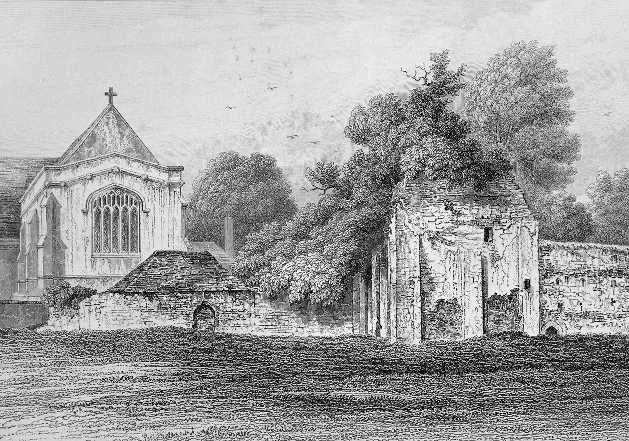 Wolvesey Castle Winchester, noin 1830 tekijältä Owen Brown Carter