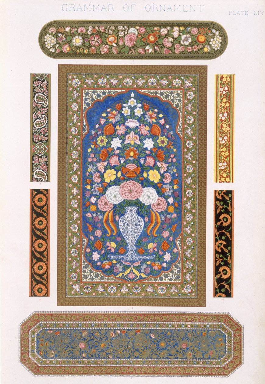 Intialainen, levy LIV, Owen Jonesin (1809-1868) teoksesta "The Grammar of Ornament". tekijältä Owen Jones