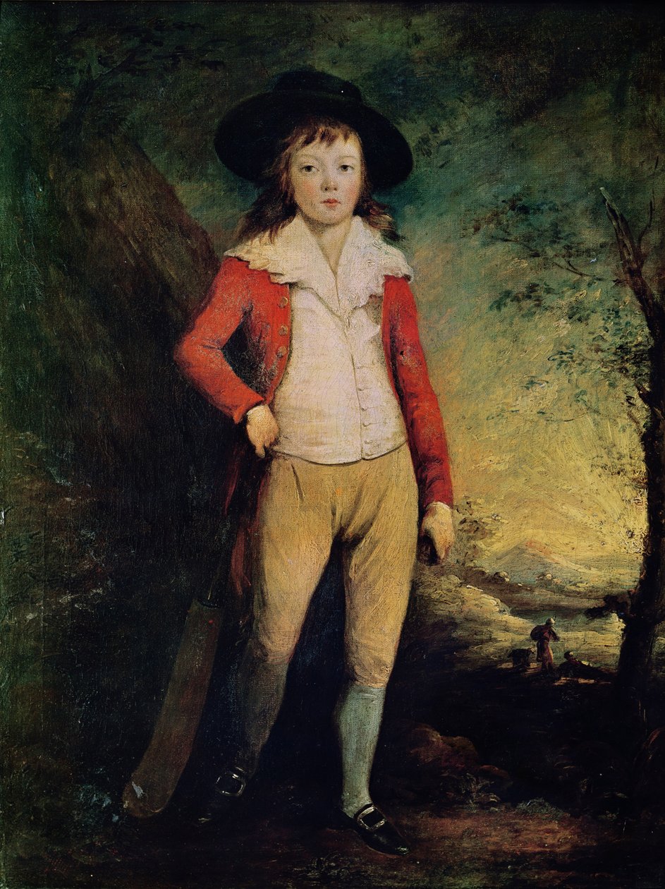 Muotokuva William Sewardista krikettimailalla, n. 1788-1791 tekijältä Ozias Humphry