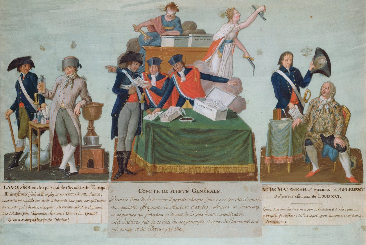 Lavoisier, Comite de Surete Generale ja Malesherbes, 1700-luku (guassi) tekijältä P. A. and J.B. Lesueur