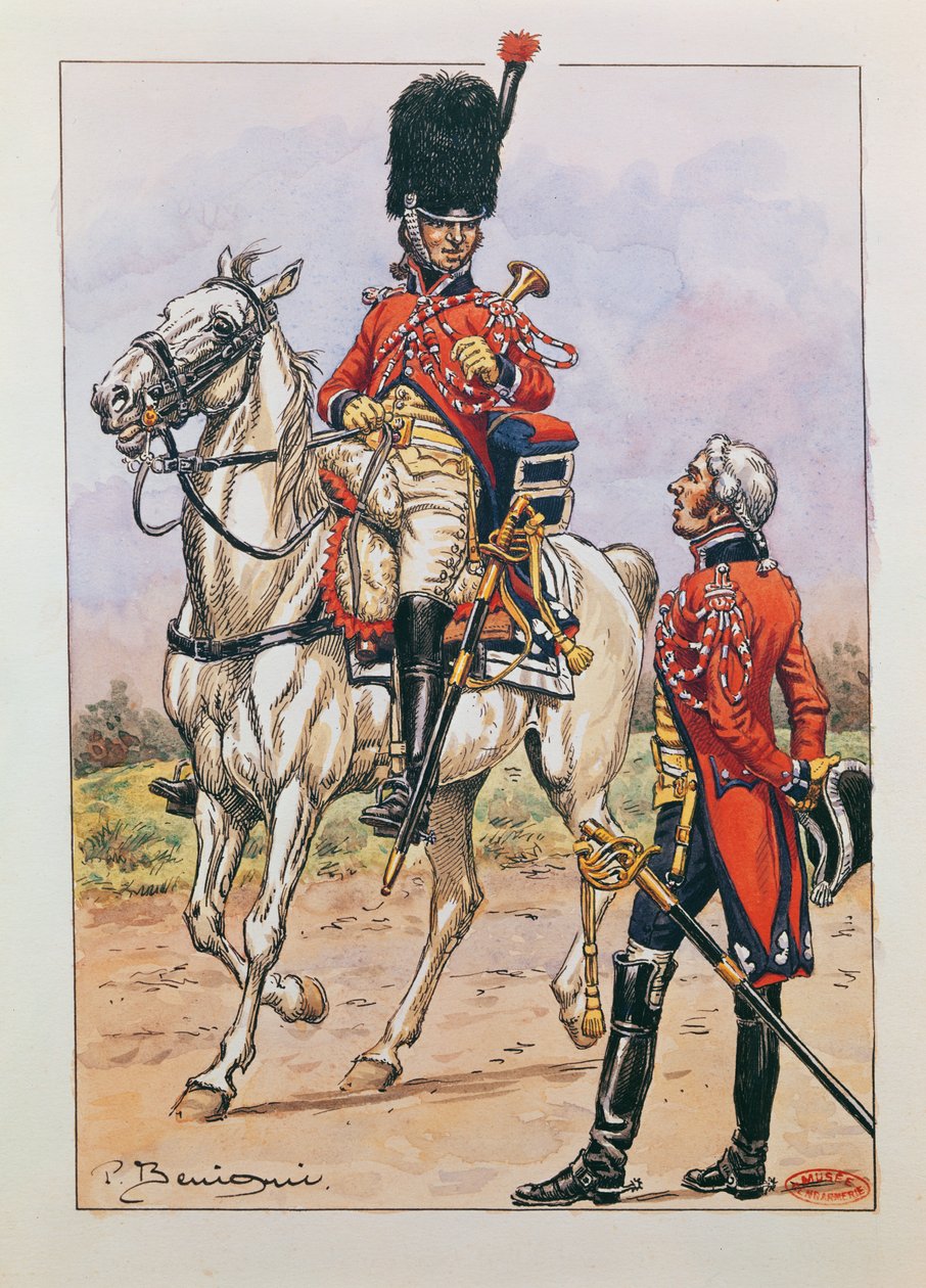 Keisarillisen kaartin eliittiratsuväen bugler, 1804-06 tekijältä P. Benigni