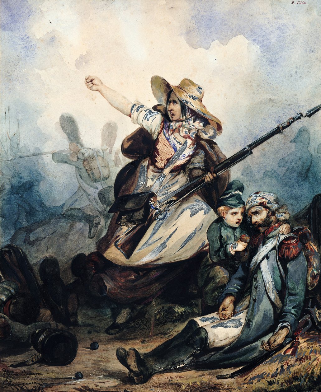 Barrikadi vuosina 1830, 1834 tekijältä P. Manguin