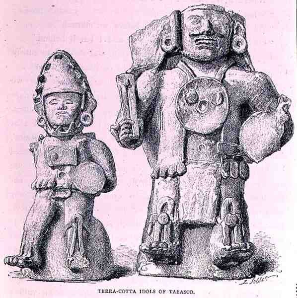 Terracotta Idols of Tabasco, The Ancient Cities of New Mexico, kirjoittanut Claude-Joseph-Desire Charnay, pubi. 1887 tekijältä P. after Sellier