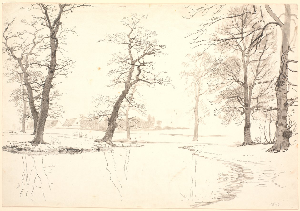 Aaen Breelden metsän läpi lähellä Usserødia. tekijältä P.C. Skovgaard