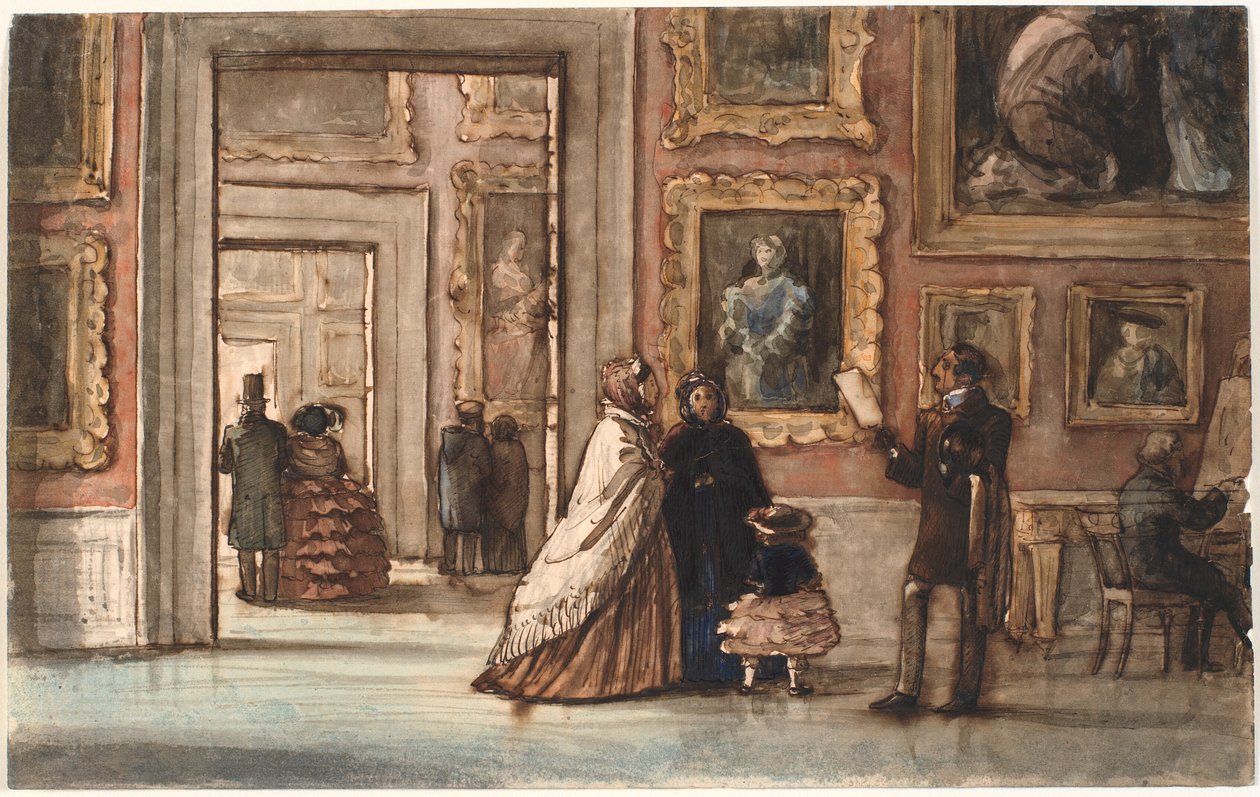 Sisustus vierailijoiden kanssa Palazzo Pittissä Firenzessä tekijältä P.C. Skovgaard