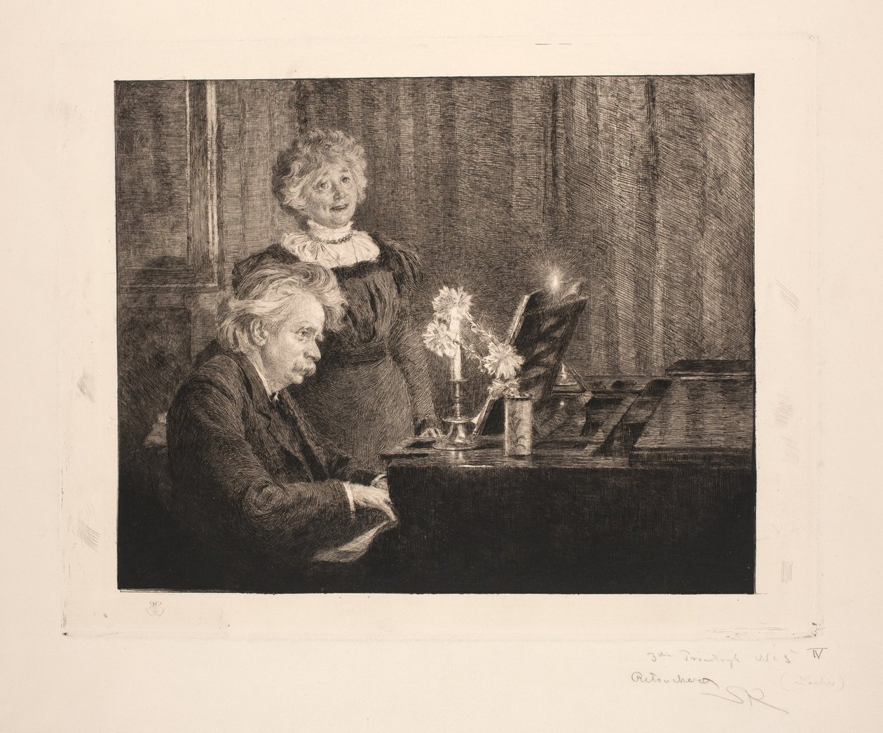 Edvard ja Nina Grieg pianolla tekijältä Peder Severin Krøyer