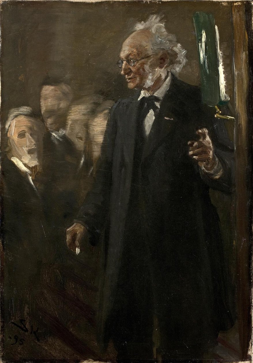 Eläintieteen professori Japetus Steenstrup pitää luennon tekijältä Peder Severin Krøyer