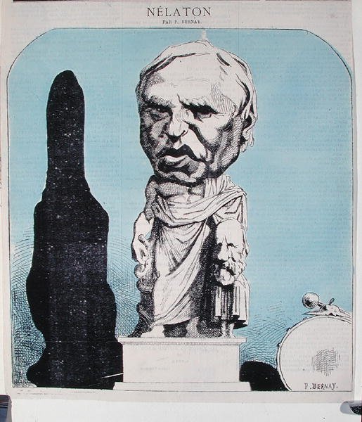 Auguste Nelatonin (1807-73) karikatyyri n. 1870 (värillinen kaiverrus) tekijältä P. Bernay