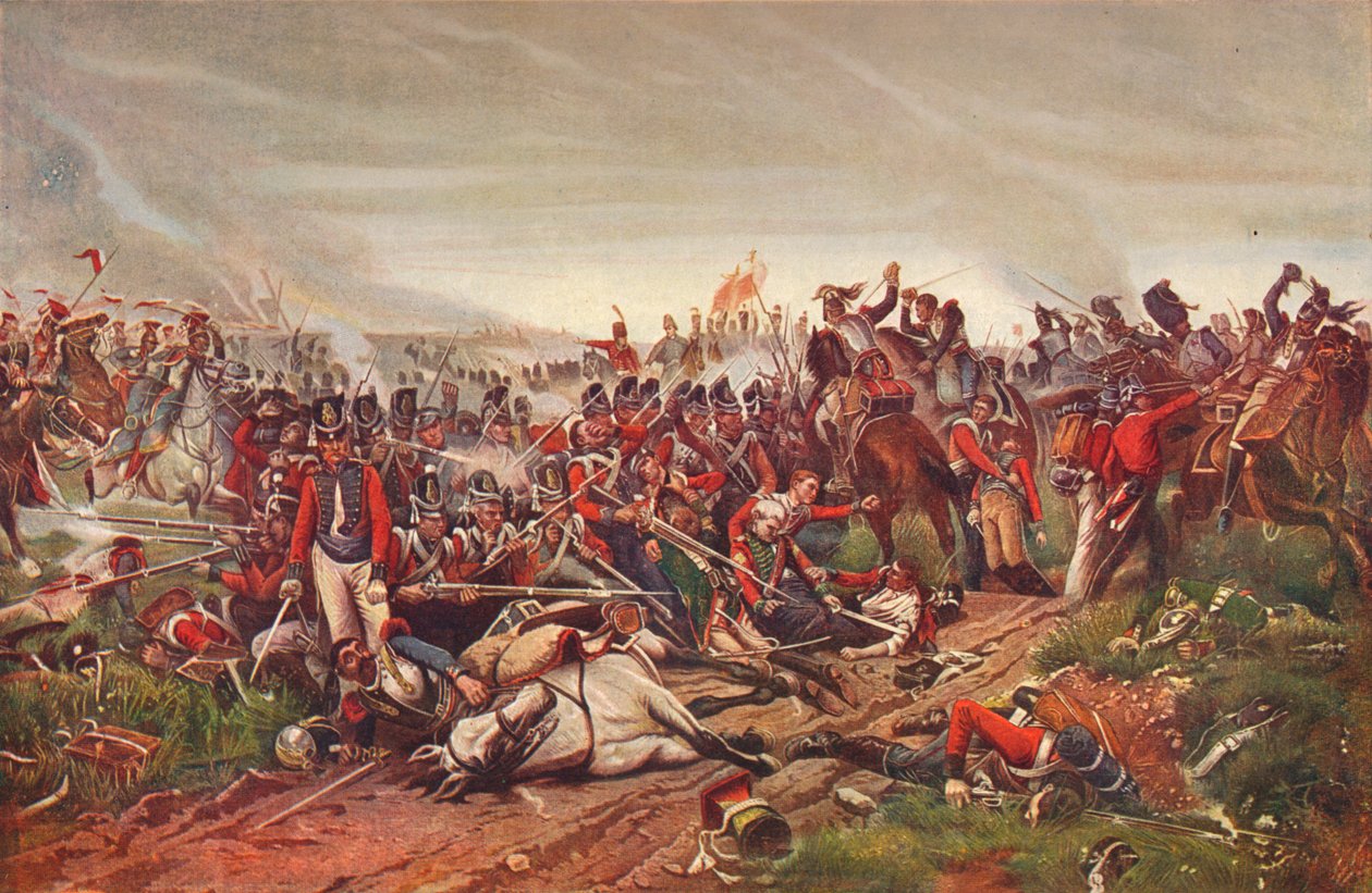 Ranskalaiset kirasirit hyökkäämässä brittiläistä jalkaväen aukiota Waterloon taistelussa 1815 1906 tekijältä P Jazet