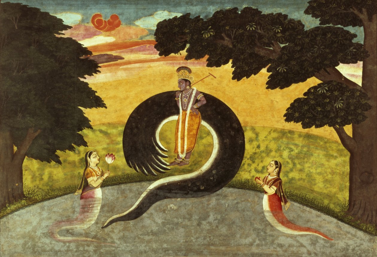 Kaliyan esitys, Basohli, Pahari-koulu, 1700-65. tekijältä Pahari School