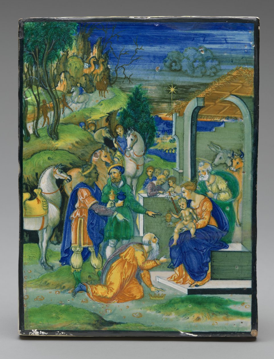 Paneeli, jossa on Adoration of the Magi tekijältä Painted by Nicola da Urbino