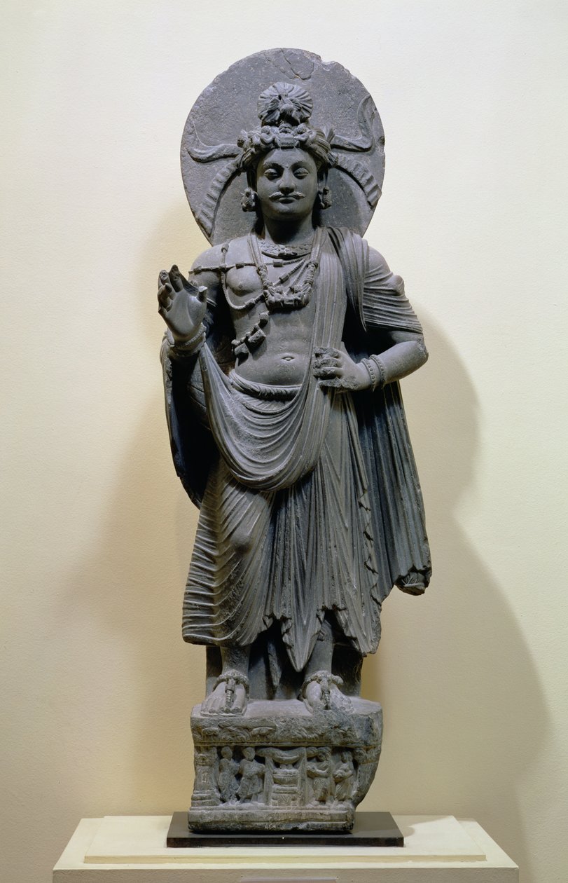 Bodhisattva-hahmo, Mekha-Sandasta lähellä Shabaz-Garhia Pakistanista (liuske tai liuske) tekijältä Pakistani School