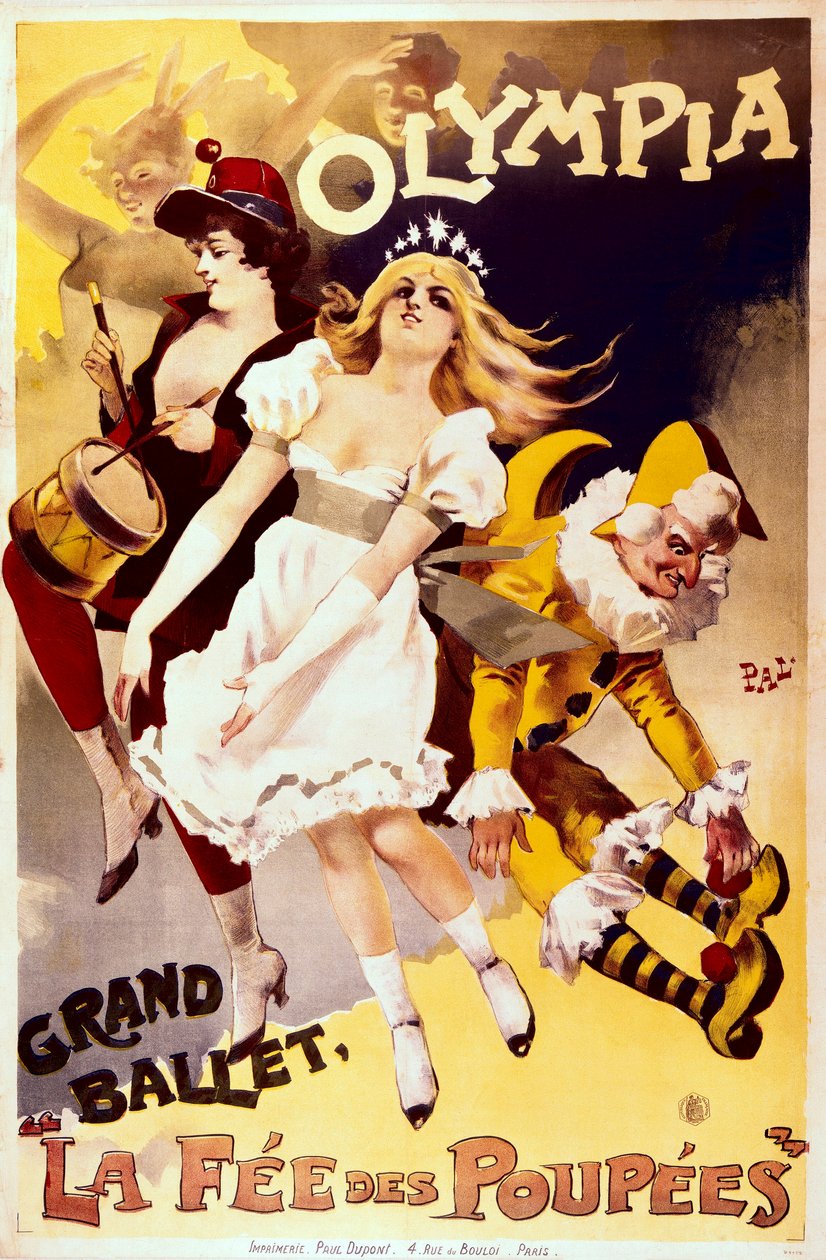 La Fée des Poupées, Olympia-teatterin suuren baletin mainosjuliste (värilitho) tekijältä Pal (1855 1942)