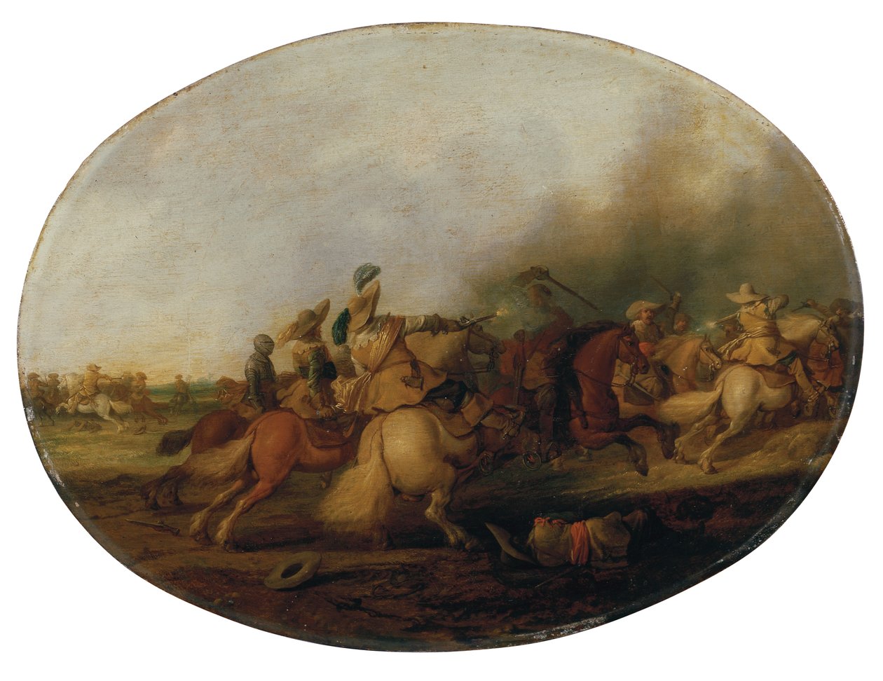 Ratsuväen yhteenotto kaatuneen sotilaan kanssa, 1637 tekijältä Palamedes Palamedesz