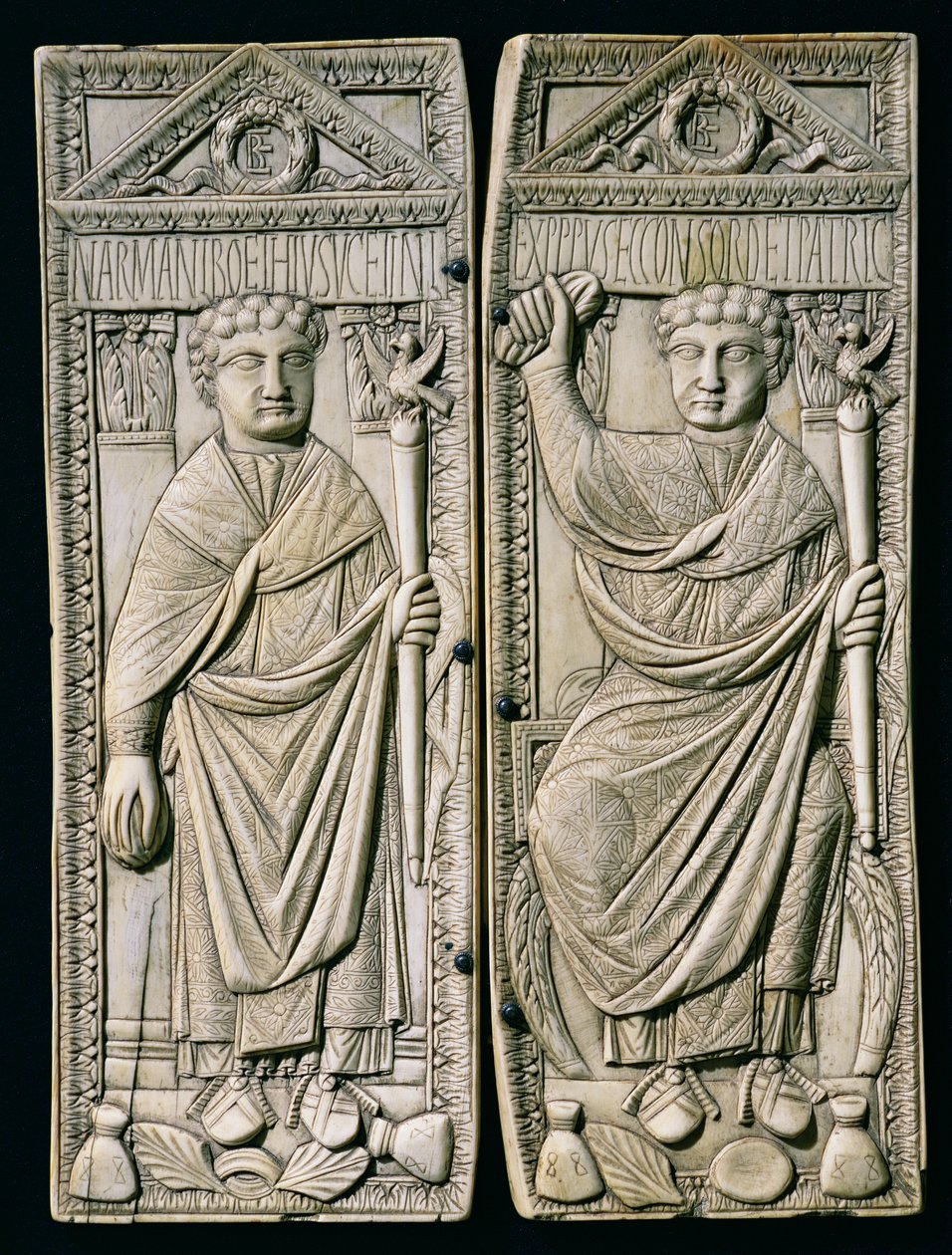Boethiuksen diptyykki (480-524) konsuli vuonna 487 jKr tekijältä Paleo Christian