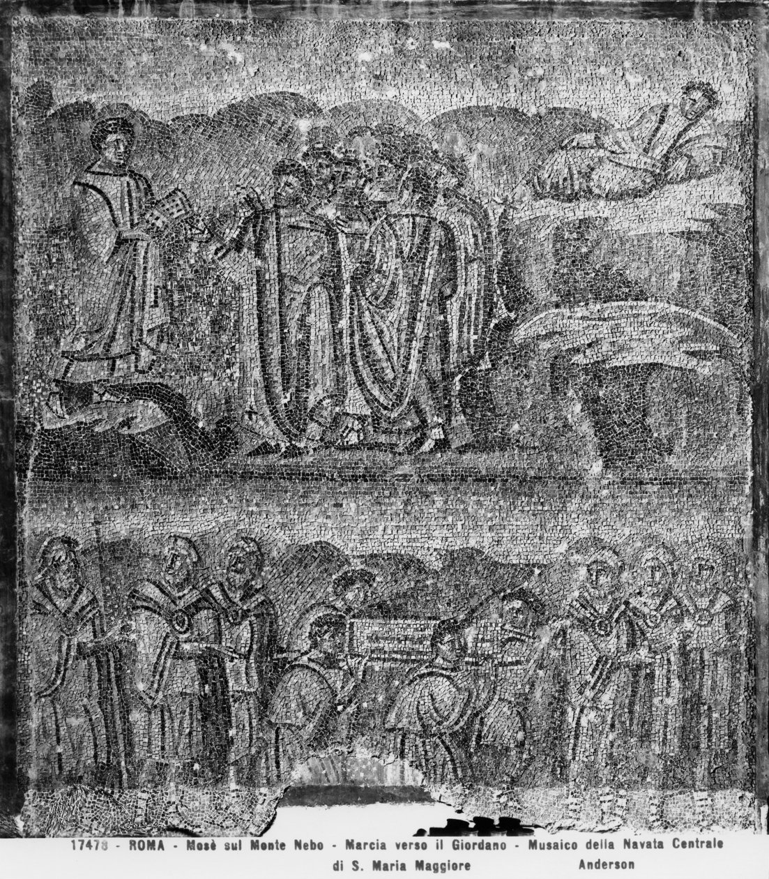 Mooses Nebon vuorella ja liitonarkin kuljettaminen kohti Jordania, keskilaivasta (mosaiikki) tekijältä Paleo Christian