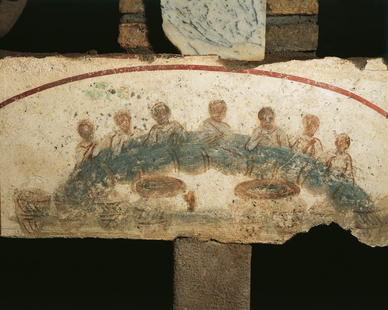 Eukaristinen juhla, Sakramenttien Cubicula (fresko) tekijältä Paleo Christian