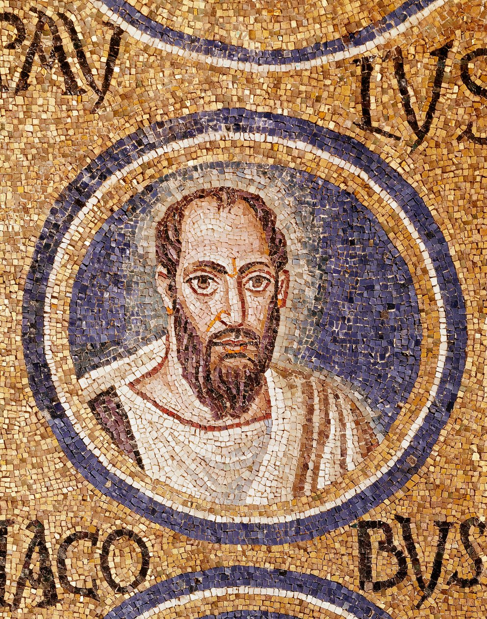 Paleokristillinen taide: "" Saint Paul"" Mosaiikki 500-luvun lopun Ravennasta, cappella Arcivescovile (Archevechen kappeli) tekijältä Paleo Christian
