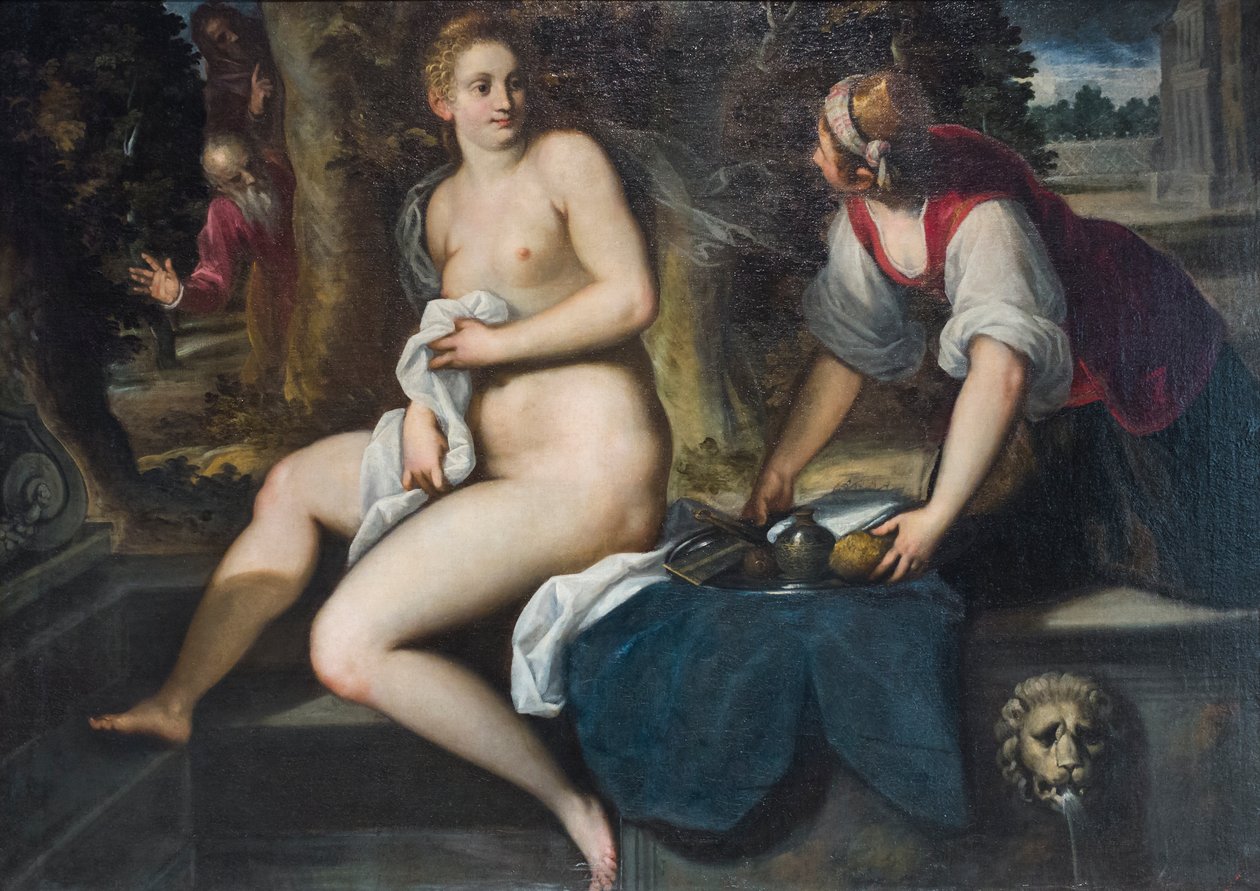 Susanna ja vanhimmat (öljy kankaalle) tekijältä Palma Il Giovane (1548 1628)