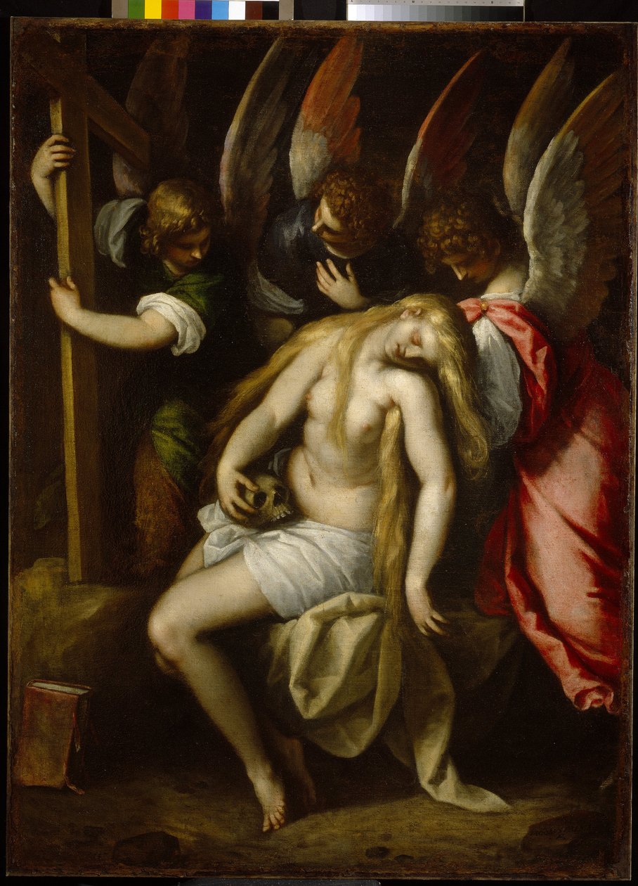Maria Magdalenan kuolema (Magdalan Maria). Maalaus: Jacopo Palma II Giovane, nuorempi (1544-1628), öljy kankaalle tekijältä Palma Il  Giovane
