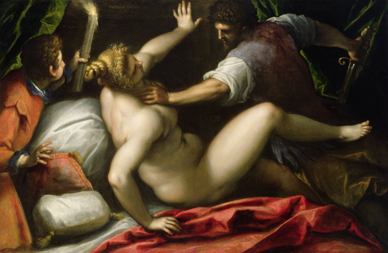 Tarquin ja Lucretia, 1500-luvun loppu (öljy kankaalle) tekijältä Palma Il Giovane (1548 1628)