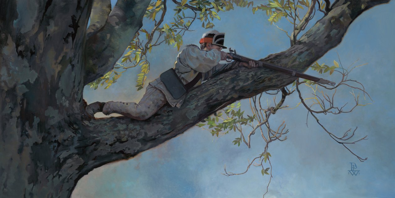 Marksman, 2017 (öljy kankaalle) tekijältä Pamela Patrick White