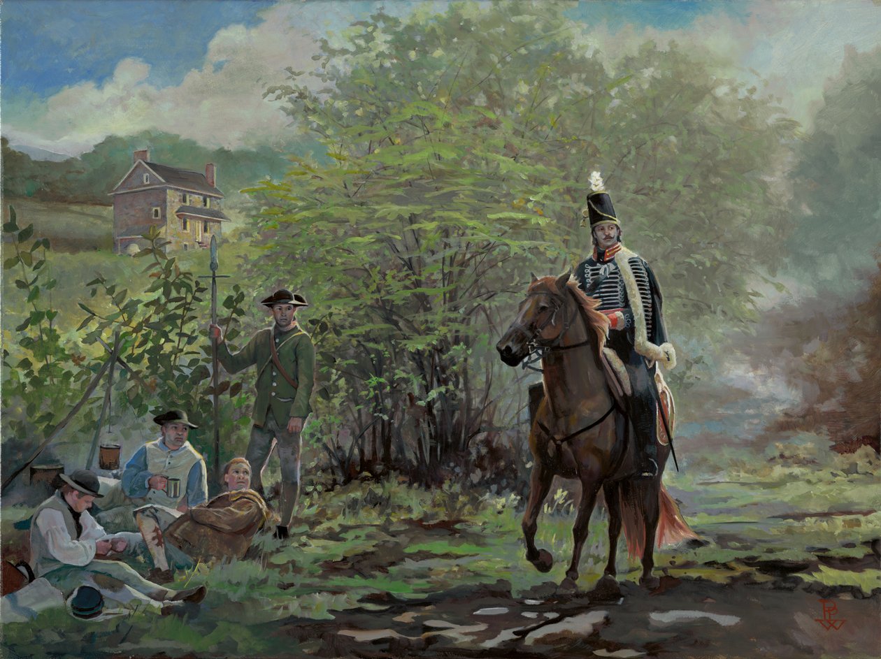 Pulaski Brandywinen taistelussa, 2018 (öljy kankaalle) tekijältä Pamela Patrick White