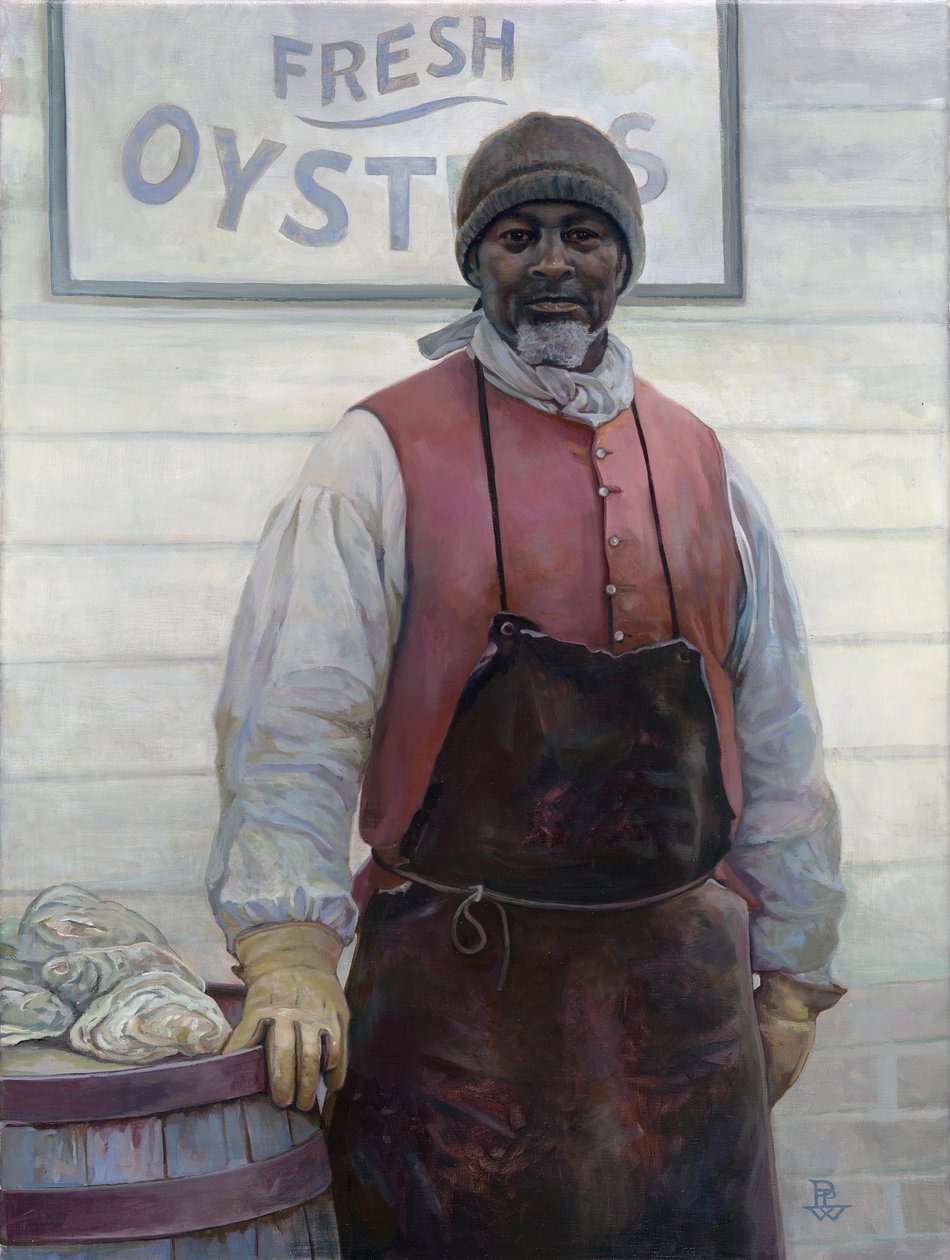 The Oysterman, 2016 (öljy kankaalle) tekijältä Pamela Patrick White
