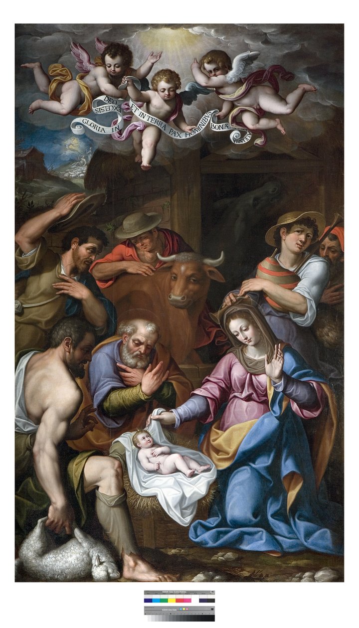 Paimenten palvonta, n. 1600-15 tekijältä Paolo Camillo Landriani
