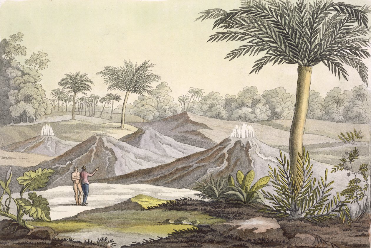Ario di Turbacon tulivuori lähellä Cartagenaa, Kolumbia, Jules Ferrarion julkaisusta Le Costume Ancien et Moderne, osa I, levy 7, julkaistu noin 1820-30-luvulla (värikaiverrus) tekijältä Paolo Fumagalli
