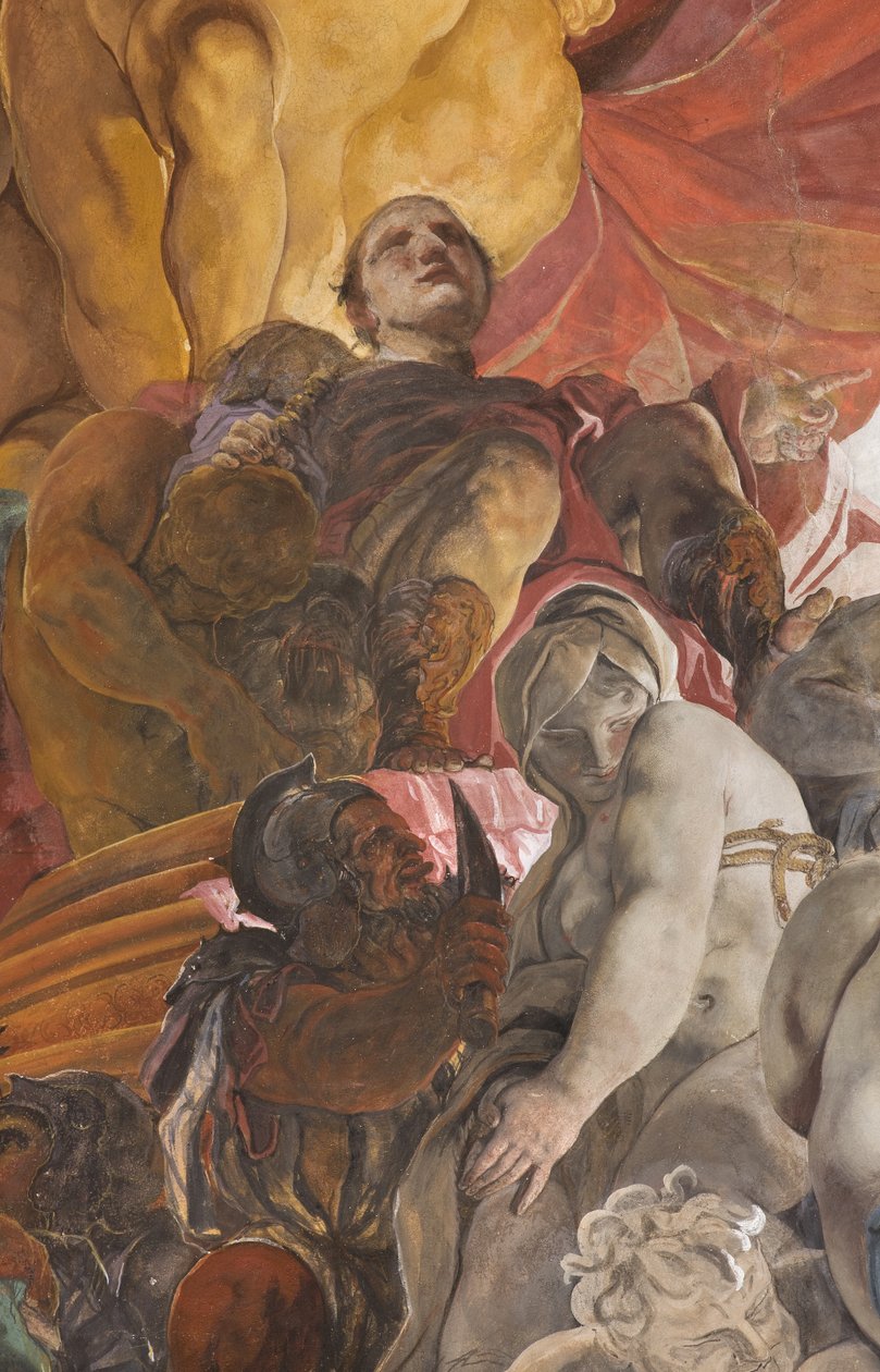 Roomalainen tuomari tuomitsi kuolemaan pyhät Apollonian, Lucyn ja Katariina Aleksandrialaisen, n. 1696-1697 tekijältä Paolo Pagani